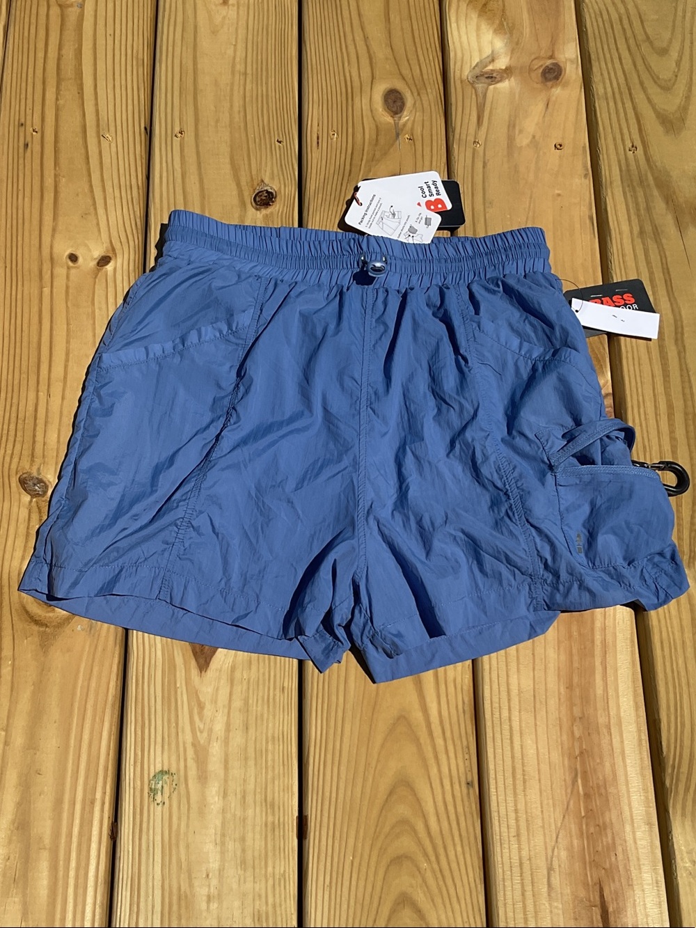 NWT Bass Outdoor Women’s Packable High Rise EBB&Flow Shorts In Blue Size Small - Picture 2 of 8